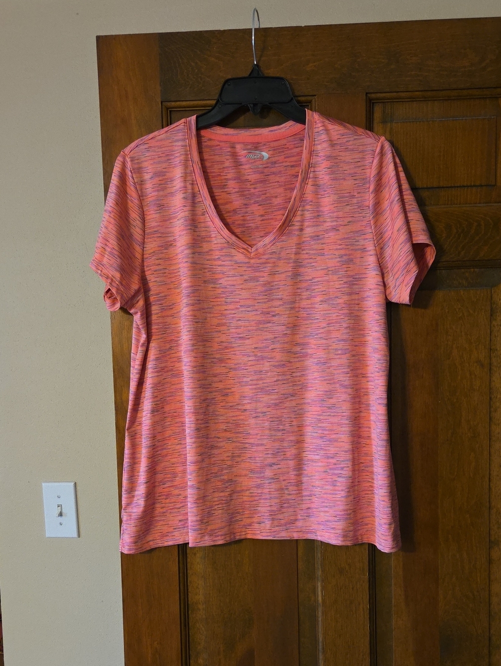 MTA Sport Women's V-Neck Short Sleeve Tee - Coral Pink Heather
